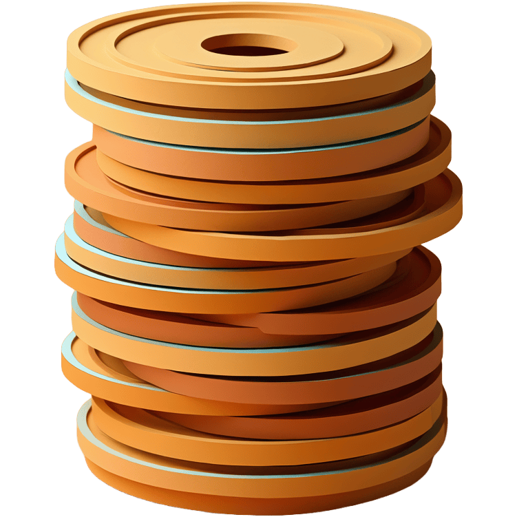 Coins and weight plates, stacked